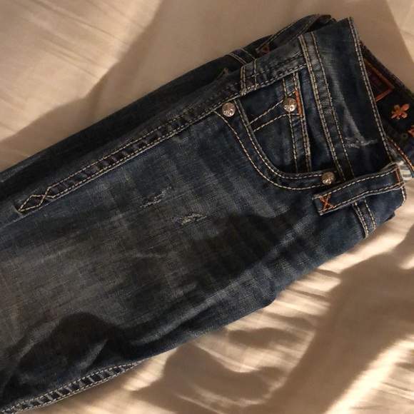 SALE Rock Revival heavy denim, distressed boot cut jeans. Low rise. - Picture 6 of 6